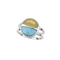 Cavill Damen Silberring 925 Sterlingsilber Mit TüRkis 0,83Ct Bernstein