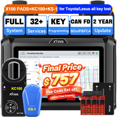 XTOOL X100 PADS V2.0+KC100+KS-1 Auto IMMO Key Programmer Full Diagnostic Scanner