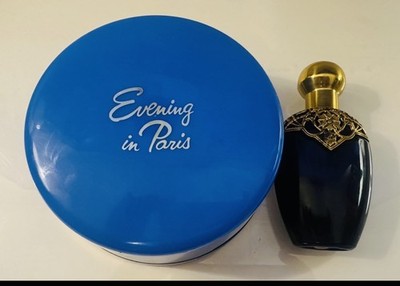 Vintage collectible BOURJOIS Evening In Paris Bath Powder container & perfume 