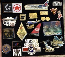 Vintage Airlines Employee Service Pins United Delta Boeing Alaska Etc Lot of 21