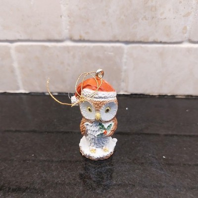 Vintage Hong Kong Forest Friends EULE Tier Weihnachtsdeko 6 cm hoch schön