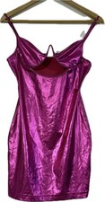Ladies Pink Shiny Bodycon Dress Size M