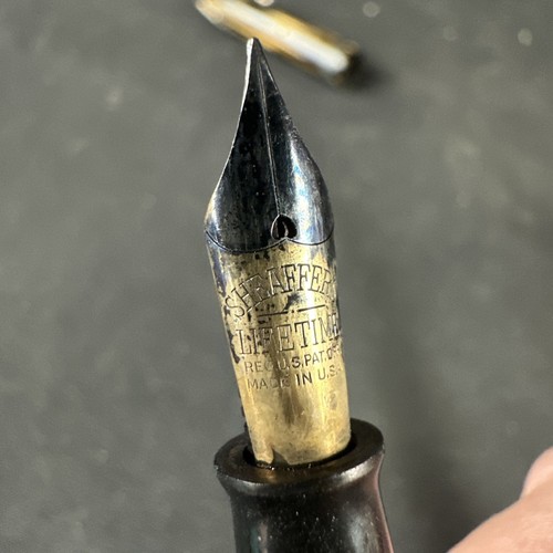 PLUMA ESTILOGRÁFICA VINTAGE SHEAFFER PUNTO BLANCO POR VIDA 1000 ORO MARRÓN PERLA 14K - Imagen 4 de 5