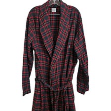 Polo Ralph Lauren Robe Mens S/M Red Plaid Cotton Flannel Shawl Collar Loungewear