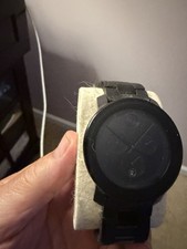Movado Bold Quartz 42mm Black Dial Black Rubb...