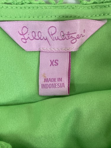 Lilly Pulitzer Crochet Neon Green Dress Jaimi Shift Sheath Sz XS - Picture 2 of 12