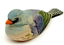 Vintage Hand Carved Wooden Bird Figurine Folk Art Painted Wood