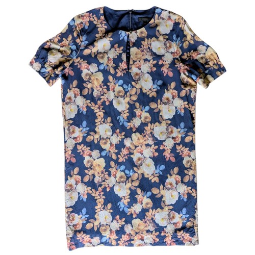 J. Crew Silk Antique Floral Short Sleeve Shift Dress Size 4 Knee Length Lined - Picture 3 of 8