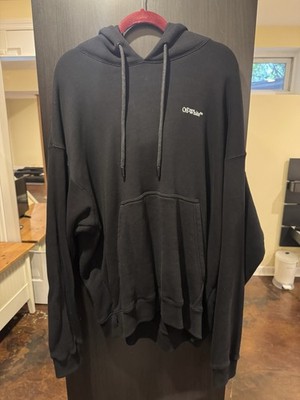 Off-White Black Logo Graphic Pullover Hoodie Fleece Drawstring Men's XL