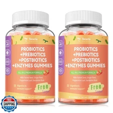 (2 Packs) Totaria Sugar Free 5-in-1 Probiotic Prebiotic Postbiotic Gummy, Pro