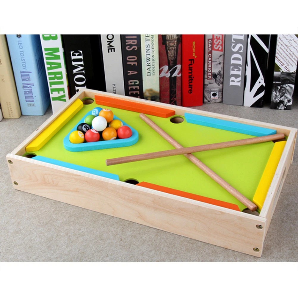 Early Learning Mini Wooden Billiards Toy Home Use Interactive Game Props