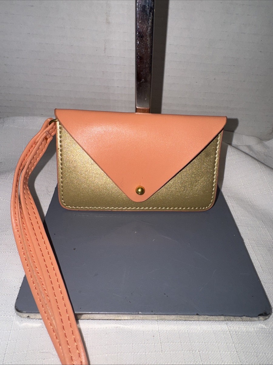 Minor History Small Card ID Wallet Postscript Wristlet Gold & Peach 4.5 X 2.5