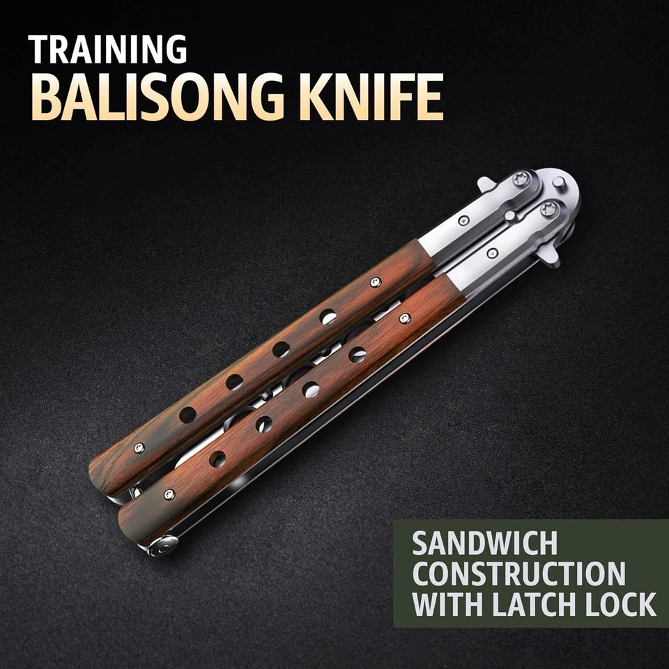 Faca de treinamento borboleta maçante Balisong Trainer prática NÃO lâmina afiada - Imagem 2 de 4