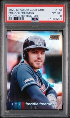 2020 Topps Stadium Club Chrome Orange Refractor /25 Freddie Freeman PSA 8