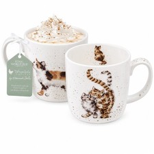 Royal Worcester Wrendale Designs 14 Oz Mug - Feline Fine, Set of 2
