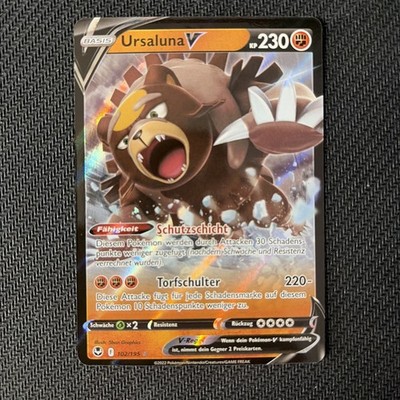 Ursaluna V Pokemon Karte  - Holo Shift Missprint - Silberne Sturmwinde - DE