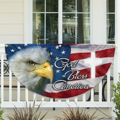 Patriotic Eagle God Bless America Non-Pleated Fan Flag MLN2625FL, 1.5x3 ft, 1...