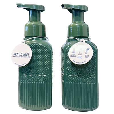#ad Bath amp; Body Works OPAQUE DARK GREEN GLASS Refillable Foaming Hand Soap Dispenser $27.95
