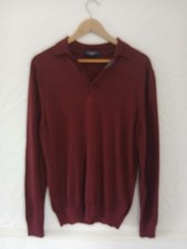 Charles Tyrwhitt Men's Plum Merino Wool Long Sleeve Polo Shirt Size Medium