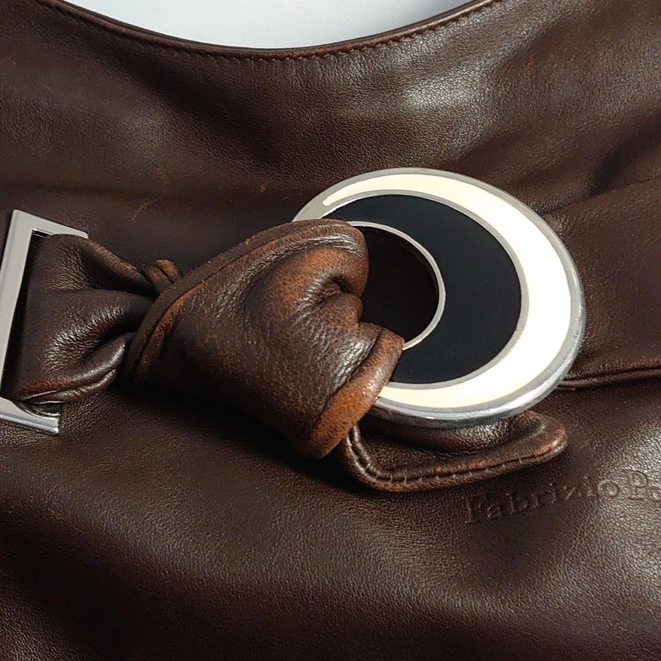 Bolso Hobo de Hombro Fabrizio Poker Cartera Cuero en Marrón USADO Buen Estado Foto 3 de 4