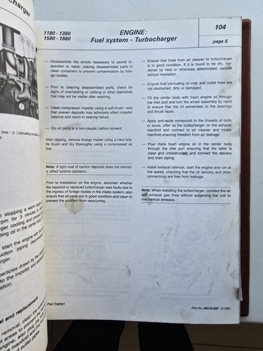 MANUALE OFFICINA TRATTORE FIAT 1180 1280 1380 1580 1880 - Foto 3 di 5