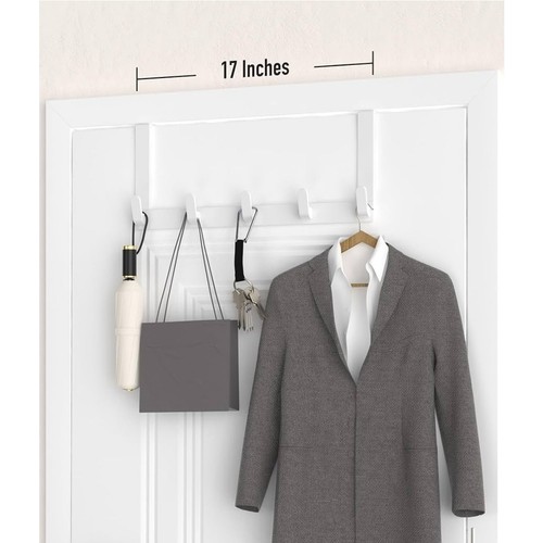 Over The Door Hooks Hanger with Extended Arms Fits 1 3/4" Doors - 1 Pack, White - Picture 2 of 6