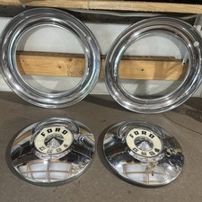 2 1955-1960 Ford Thunderbird Fairlane 10.5 Poverty Dog Dish Hubcap Beauty Ring 2 1955-1960 Ford Thunderbird Fairlane 10.5 Poverty Dog Dish Hubcap Beauty Ring