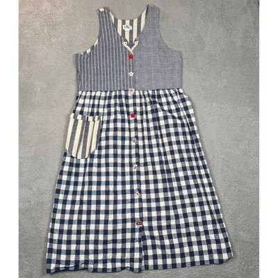 Vintage Dogwood Lane Blue Gingham Linen Blend Patchwork Pinafore Dress L 80s USA | eBay Vintage Dogwood Lane Blue Gingham Linen Blend Patchwork Pinafore Dress L 80s USA | eBay