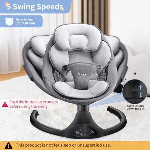 LAREX Baby Baby Swing 5 Sway Speed Remote Control Melodies Bluetooth BB006K