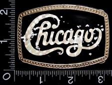 LK28129 VINTAGE 1970'S  CHICAGO  ROCK  ROLL MUSIC GROUP BELT BUCKLE