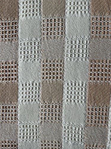 NEW LL Bean Woven Nature Weave Waffle Cream Tan 53”X70” Blanket Fringe Fox Fibre - Picture 3 of 10