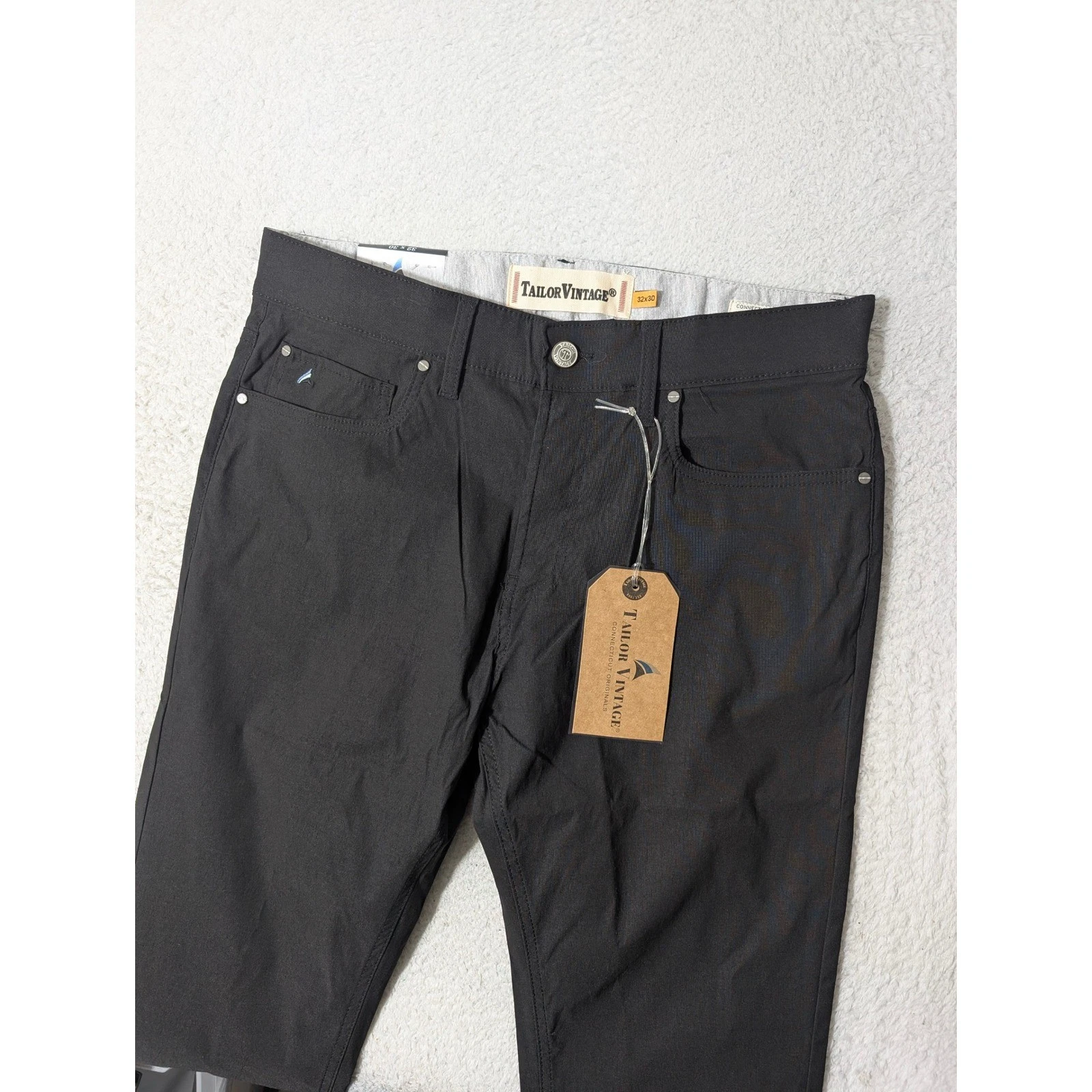NEW Tailor Vintage Performance Tech Pant Men 32/30 Black Canaan Slim Fit Stretch