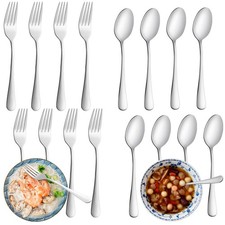24 Pcs Forks and Spoons Silverware Set, Food Grade Stainless Steel Flatware C...