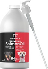 Salmon Oil for Dogs 64 fl oz  Supports Healthy Skin and Coat  by River  Rula