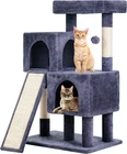 Compact Cat Tree Tower 36 Inch Condo Scratching Post Multi Level Cat House