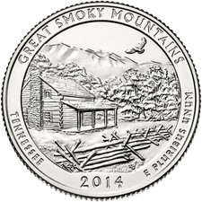2014 America The Beautiful $ Quarter Dollar Great Smoky Mountains TN BUNC D coin