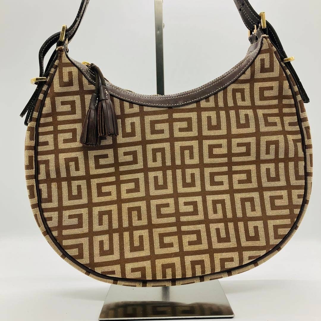 GIVENCHY 4G Logo Monogram Canvas Leather One Shoulder Bag Hobo