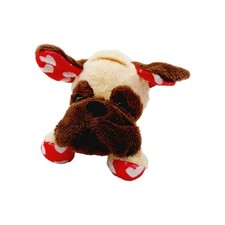Pug Plush Puppy Dog Heart Design On Ears And Paws Tan Brown Stuffed 10" L