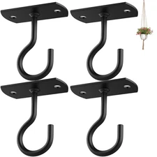 Ceiling Hooks for Hanging Plants 4 Pack 2.5-Inch Heavy Duty Screw-In Black