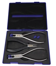 3 Piece Rimless Eyeglass Repair Adjustment Disassembly Plier Kit with Case