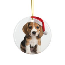 Hanging Ceramic Christmas Tree Ornament - Beagle Puppy Design