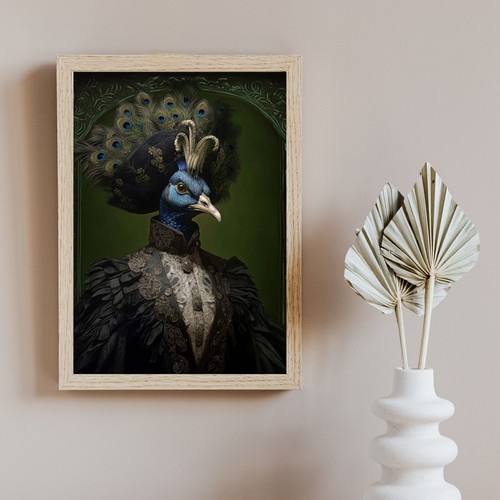 Estampado de pavo real, estampado de arte animal, decoración del hogar, arte de cartel, arte gótico de pared - Imagen 6 de 9