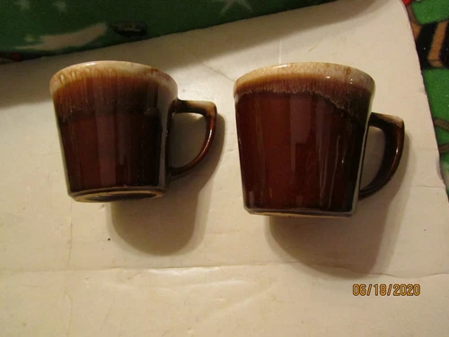 Pair McCoy Brown Dipped Glazed Coffee Cups
