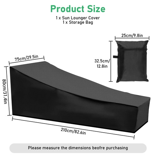 Waterproof Chaise Lounge Cover Patio Lawn Outdoor Furniture Chair Sun Protector - Picture 8 of 8