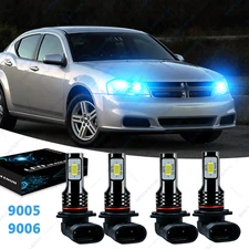 For Dodge Avenger 2010-2014 - 4X 8000K Combo LED Headlight Kit Hi/Low Beam Bulbs