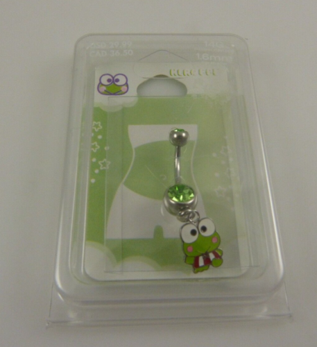 Anillo naval Hello Kitty Keroppi rana de Sanrio cristal ombligo 14G - Imagen 1 de 5