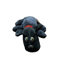 Vintage 1986 Tonka Pound Puppies Black Plush Dog Toy Red Collar 7.5" Read