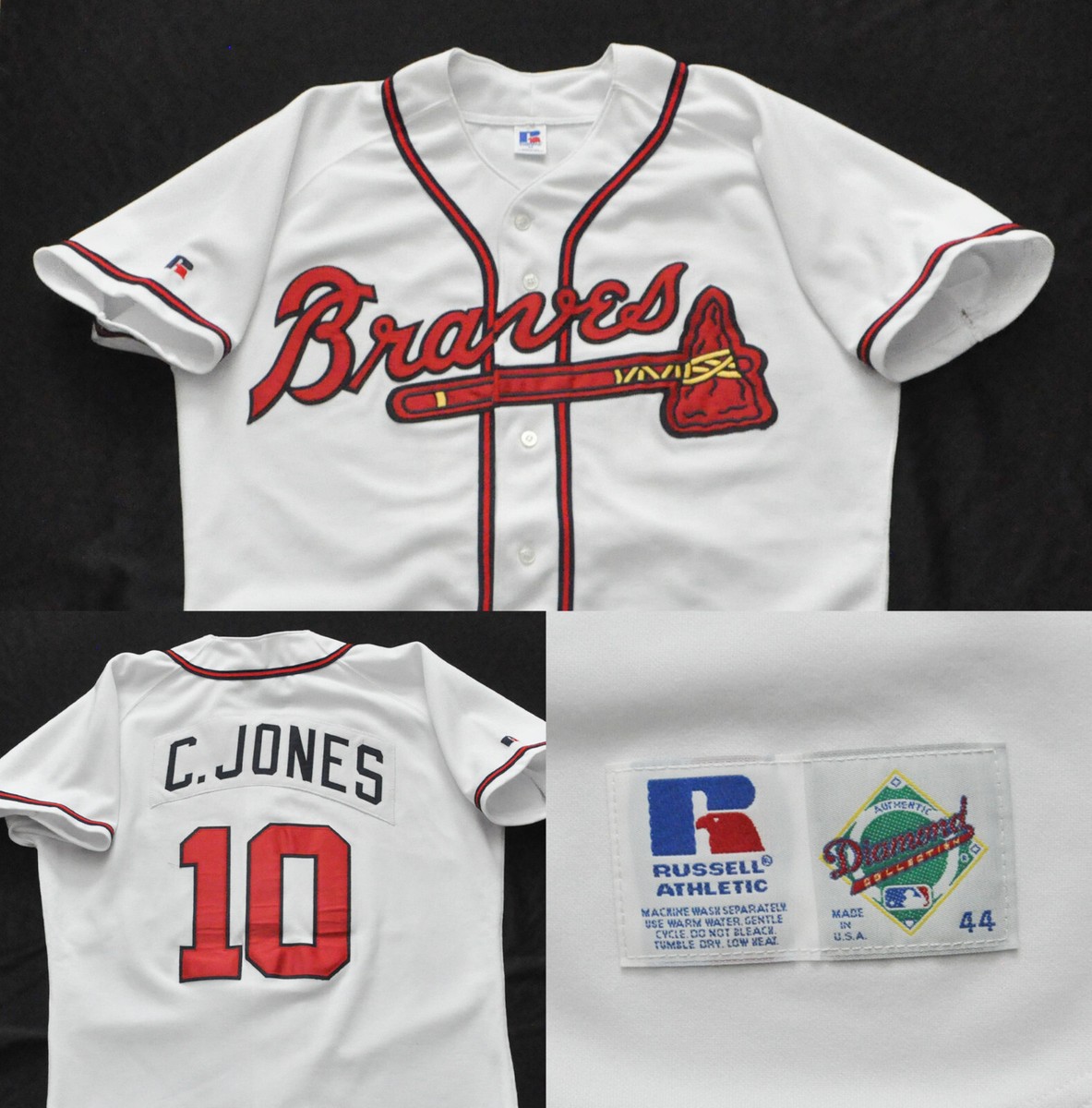 Chipper Jones Atlanta Braves Russell Jersey Authentic Sewn MLB Men