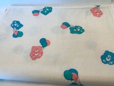 Vintage Baby Blanket Lovey White W/ Teddy Bears Balloons Turquoise Teal Pink