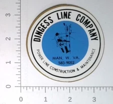 Vintage Dingess Line Company Man West Virginia Coal Mining Sticker Decal
